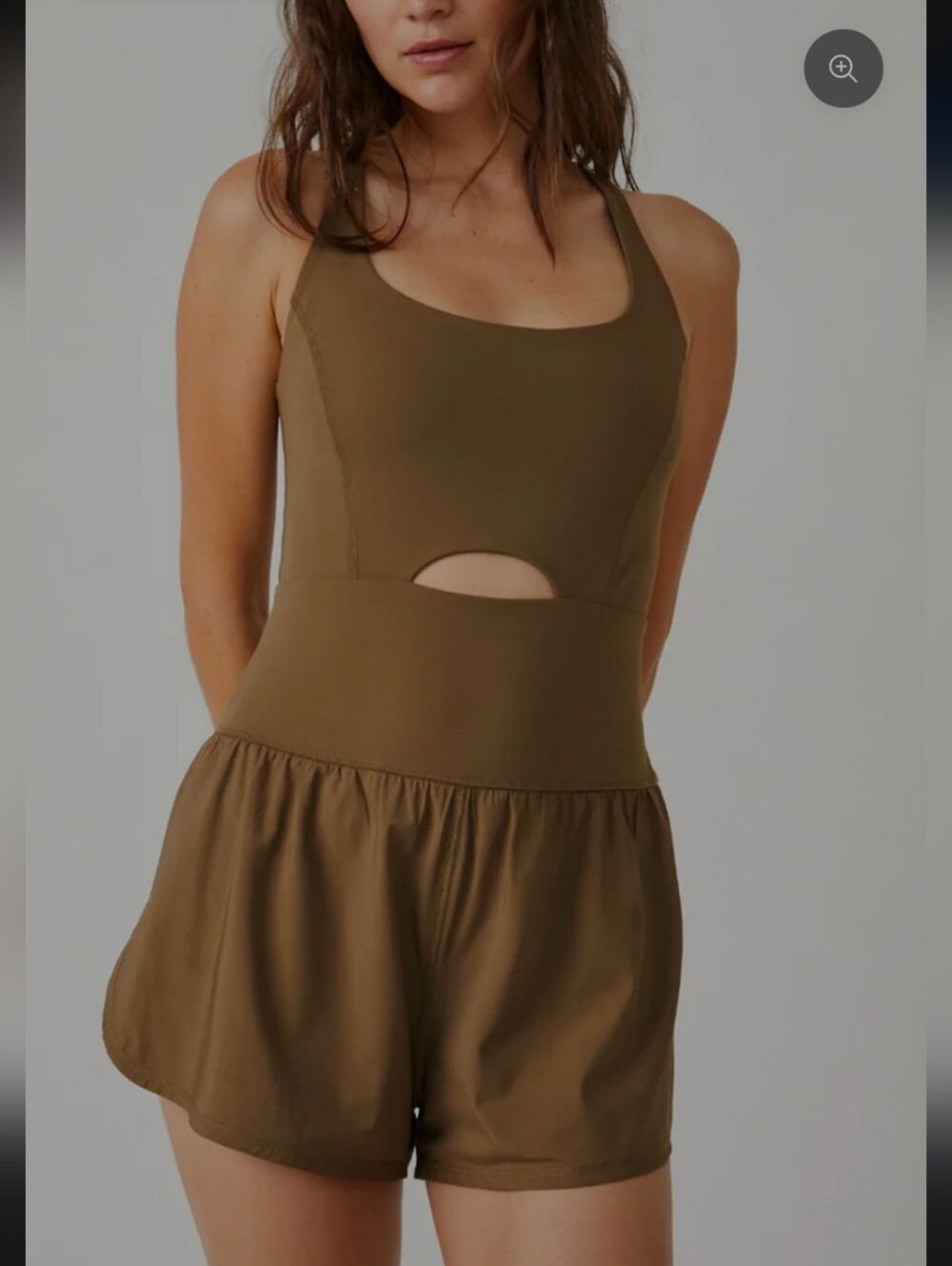 Free People Righteous Runsie Cutout Tank Romper Tea Leaves Sz. XS 0-2